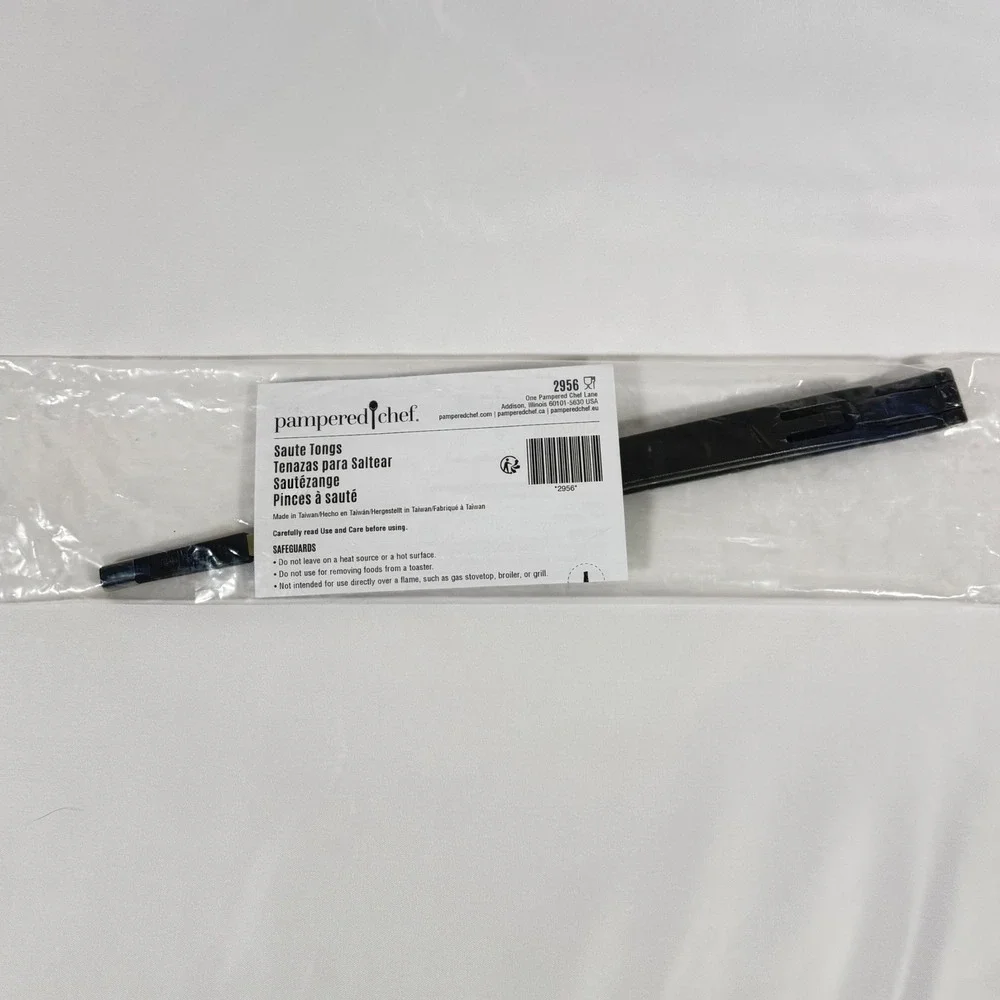 Pampered Chef Saute Tongs Black 2956 Stainless Steel Kitchen Tool NEW